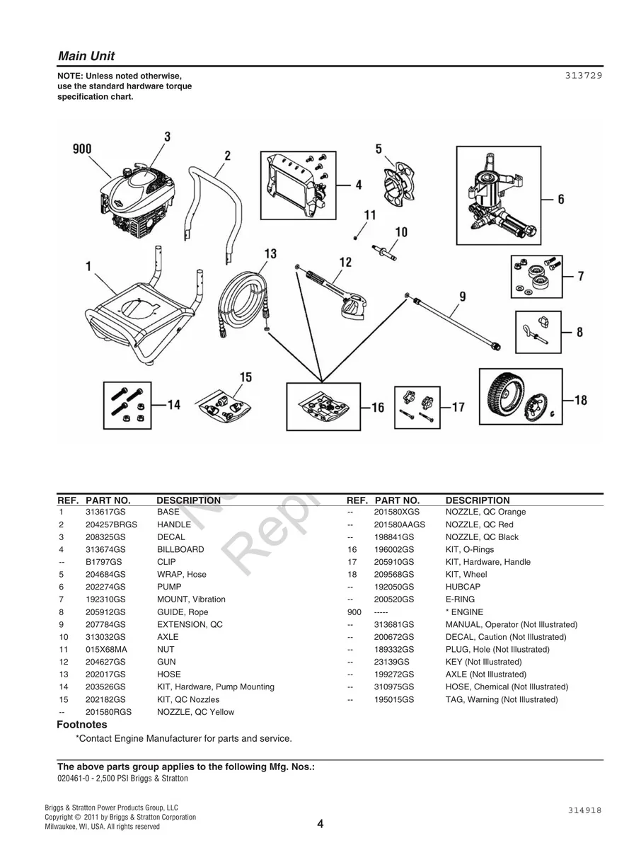 BRIGGS AND STRATTON, 020461-0, IPL.4